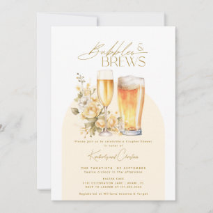 Bubbles & Brews Elegante moderne Hochzeit für Paar Einladung