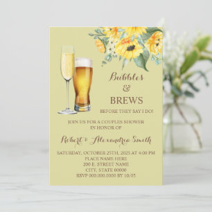 Bubbles & Brews Paare Polterabend Sonnenblumen Einladung