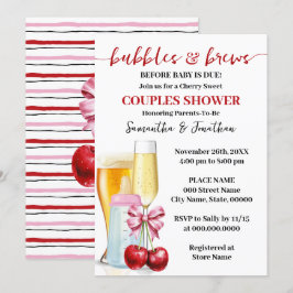 Bubbles & Brews vor Baby due Cherry Baby Dusche Einladung