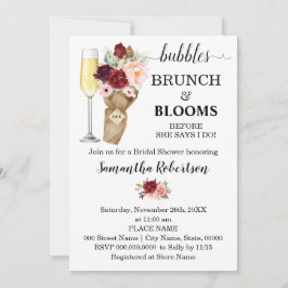Bubbles Brunch & Blooms Marsala Brautparty Invi Einladung