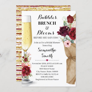 Bubbles Brunch & Blooms Marsala Brautparty Invi Einladung