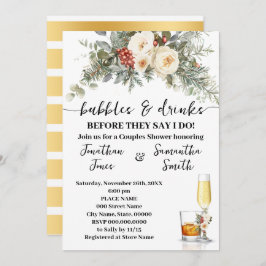 Bubbles & Drinks Bridal Shower Winter Floral Einladung