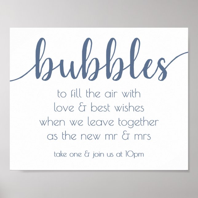 Bubbles Dusty Blue Party Event Station Poster (Vorne)