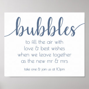 Bubbles Dusty Blue Party Event Station Poster