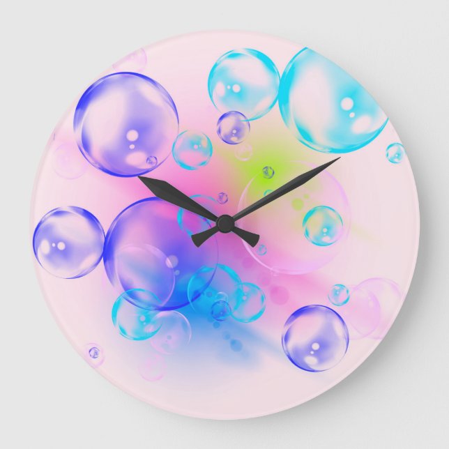 BUBBLES - Farbige Blasen für Kinder - Große Wanduhr (Vorderseite)
