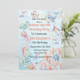 Bubbles & Fins Kids Ocean Birthday Einladung