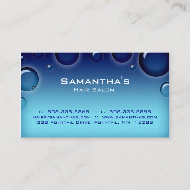 Bubbles Salon Spa Appointment Card blue Terminkarte (Vorderseite)
