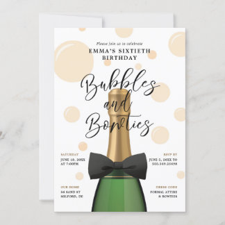 Bubbles und Bowties 60. Geburtstag Einladung