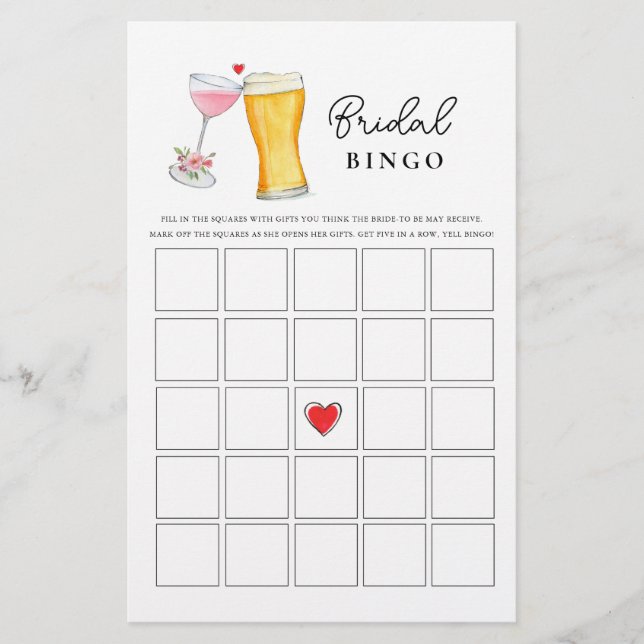Bubbles und Brew Couple's Shower Bingo Games (Vorderseite)