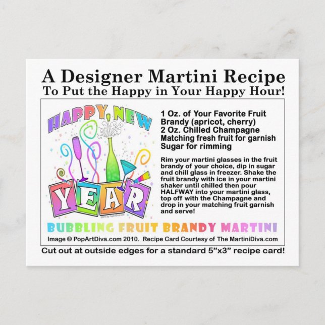 Bubbling Frucht Brandy Martini Rezept Postkarte (Vorderseite)