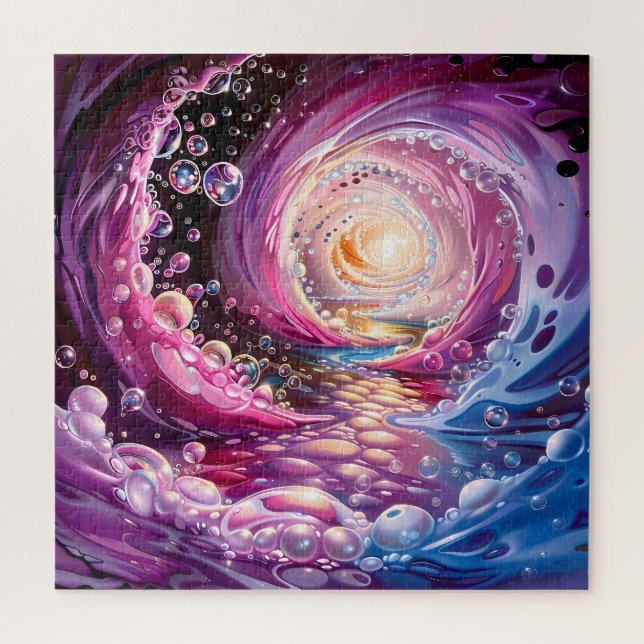 Bubbling Vortex in Rosa, Blau und Lila Puzzle (Vertikal)