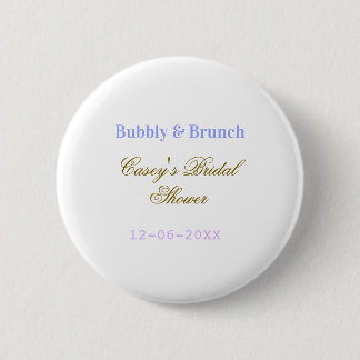 Bubbly and brunch bridal shower name date purple g button