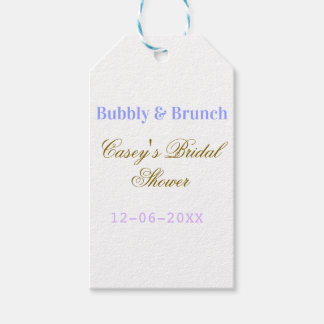Bubbly and brunch bridal shower name date purple g geschenkanhänger