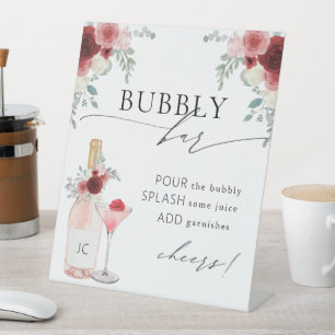 Bubbly Bar Brautparty Pedestal Sign Sockelschild