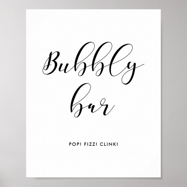 Bubbly-Bar-Hochzeitszeichen Poster (Vorne)