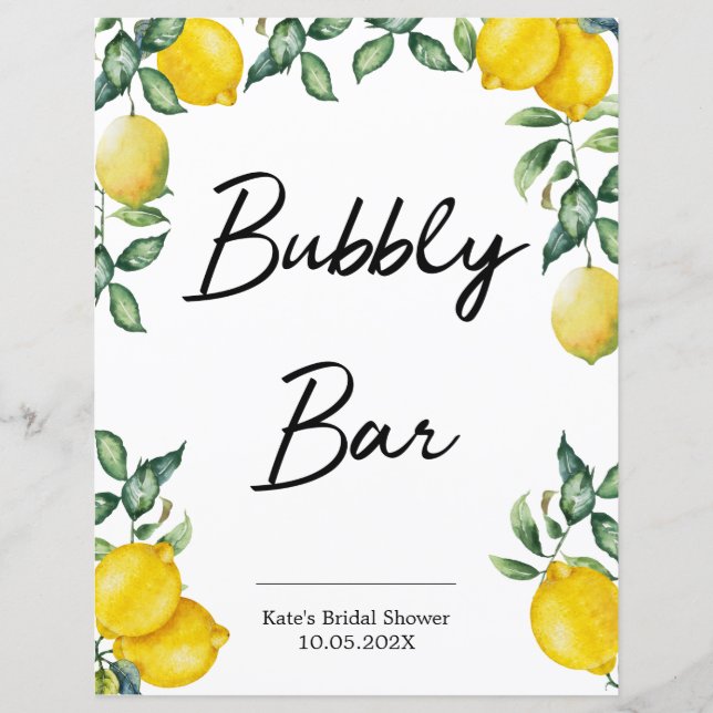 Bubbly Bar lemons signiert personalisiert (Vorderseite)