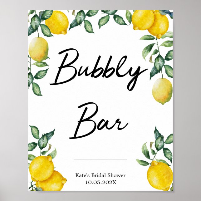 Bubbly Bar lemons signiert personalisiert Poster (Vorne)