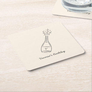 Bubbly Birthday wünscht Champagner Flasche Rechteckiger Pappuntersetzer