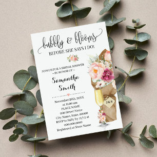Bubbly & Blooms bevor ich Brautparty Invitati mach Einladung