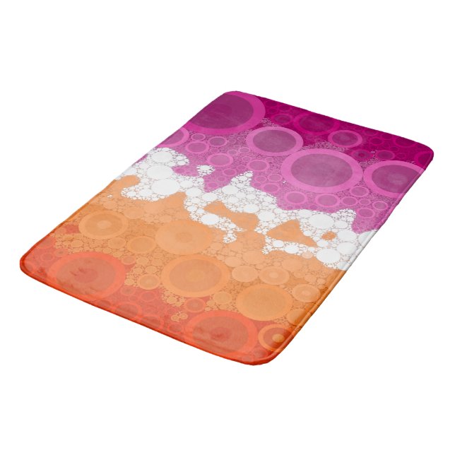 Bubbly Bohemisch Groovy Abstrakt Lesbian Pride Fla Badematte (Schrägansicht)