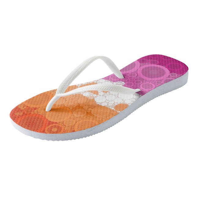 Bubbly Bohemisch Groovy Abstrakt Lesbian Pride Fla Flip Flops (Schrägansicht)