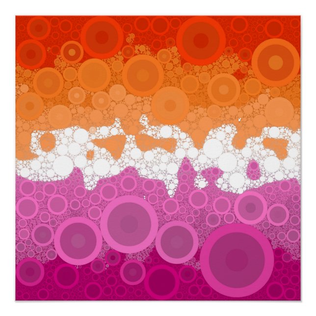 Bubbly Bohemisch Groovy Abstrakt Lesbian Pride Fla Poster (Vorderseite)