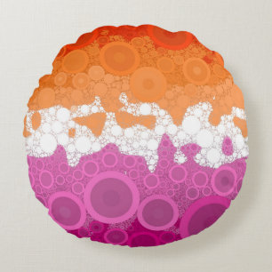 Bubbly Bohemisch Groovy Abstrakt Lesbian Pride Fla Rundes Kissen