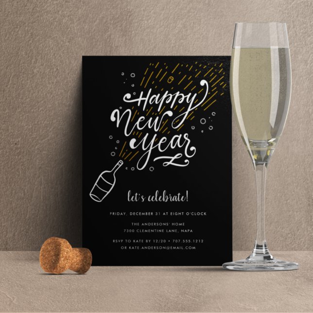 Bubbly Bottle | New Years Eve Party Invitation Einladung (Von Creator hochgeladen)