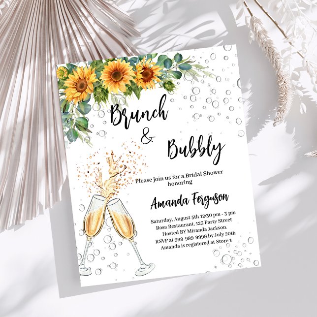 Bubbly Brautparty Brunch Sonnenblumen Einladung (Von Creator hochgeladen)