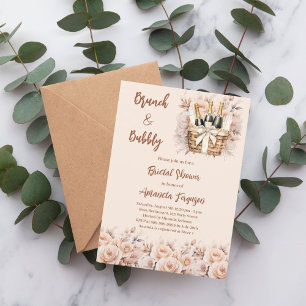 Bubbly brunch beige pfirsichfarbene Rose Brautpart Einladung