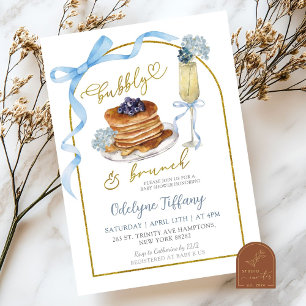 Bubbly Brunch Blue Hydrangea Babydusche Einladung