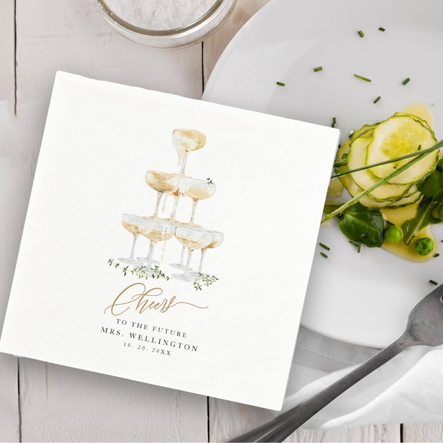 Bubbly Brunch Champagne Greenery Brautparty Serviette (Von Creator hochgeladen)