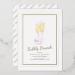 Bubbly brunch Champagner Bubbles Event 40. Folieneinladung<br><div class="desc">Bubbly brunch Champagner Bläschen 40. Geburtstag oder andere Veranstaltung Gold Folie Einladungen. Einfache elegante zwei bemalte goldglänzende Champagner-Gläser-Kunst bläst Brunch Geburtstag oder Ehre Event-Design. Ideal für einen Champagner-Geburtstagsunch oder um ein besonderes Ereignis mit einer Blase zu feiern. Personalisieren Sie Ihre Geburtstags- oder Veranstaltungsdetails. © Original wassercolor art and design by...</div>