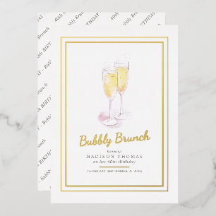 Bubbly brunch Champagner Bubbles Event 40. Folieneinladung