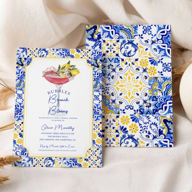 Bubbly Brunch Mediterranean Lemon Brautparty Einladung (Von Creator hochgeladen)