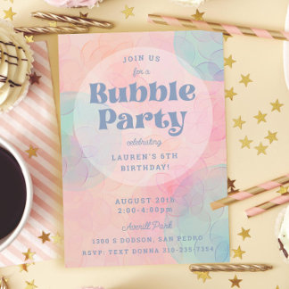 Bubbly Bubble Party Birthday Party Einladung