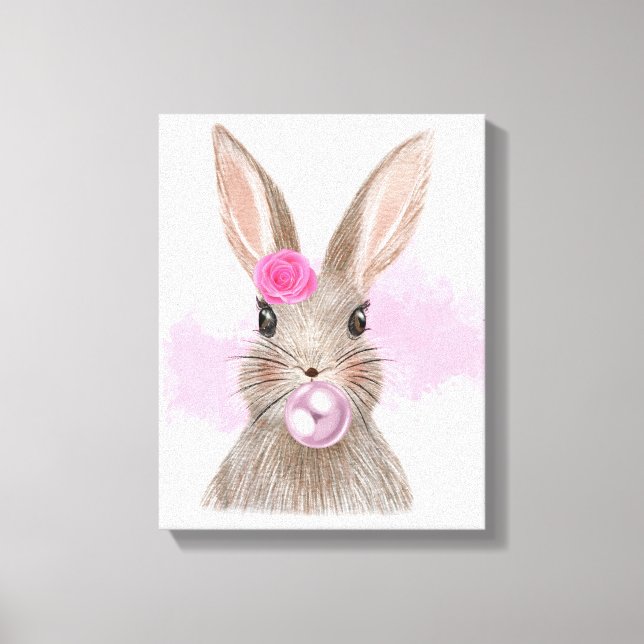 Bubbly Bubblegum Rabbit Wall Art Leinwanddruck (Vorderseite)