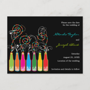 Bubbly Celebrations! Save the Date Benutzerdefinie Ankündigungspostkarte