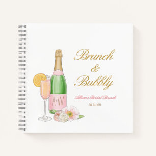 Bubbly Champagne Bridal Brunch Gäestbook Notizbuch