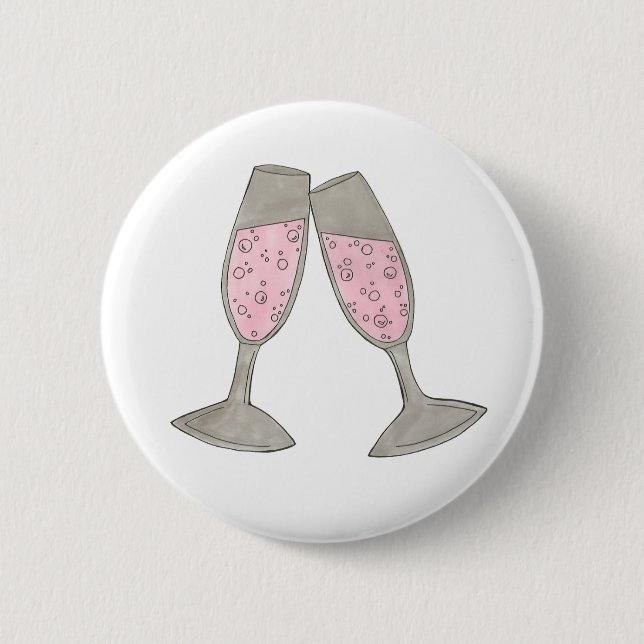 Bubbly Champagne Glass Cheers Bride Wedding Party Button (Vorderseite)