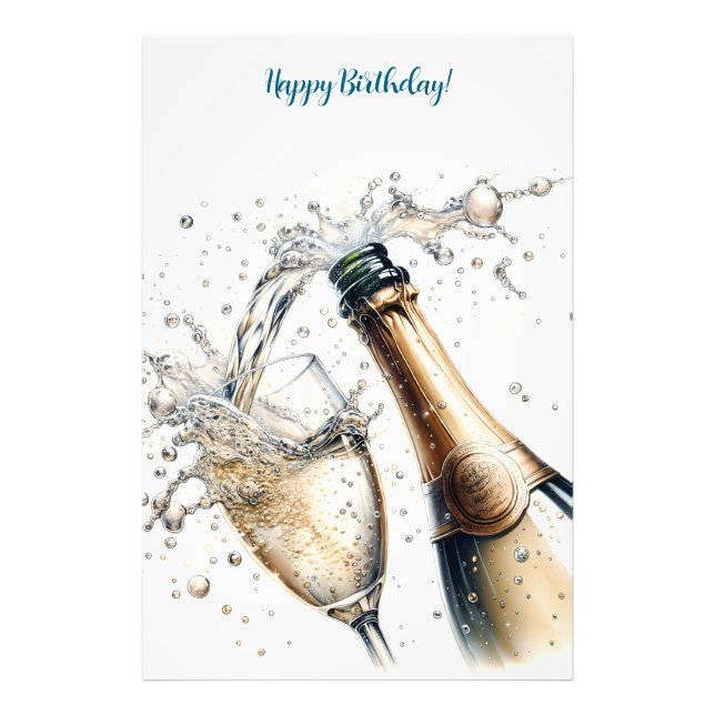 Bubbly champagne Happy Birthday Fotodruck (Vorne)