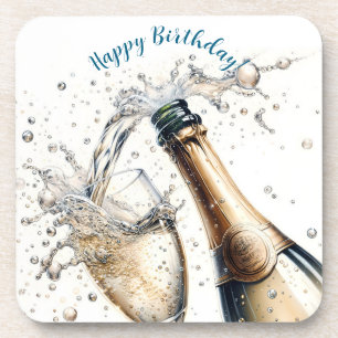 Bubbly champagne Happy Birthday Getränkeuntersetzer
