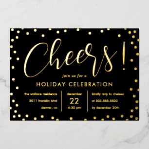 Bubbly Cheer Foil Holiday Party Einladung