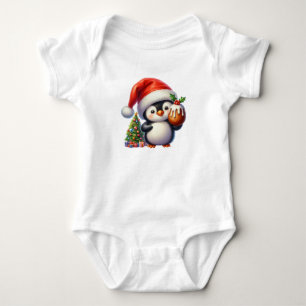 Bubbly Christmas Penguin Baby Strampler
