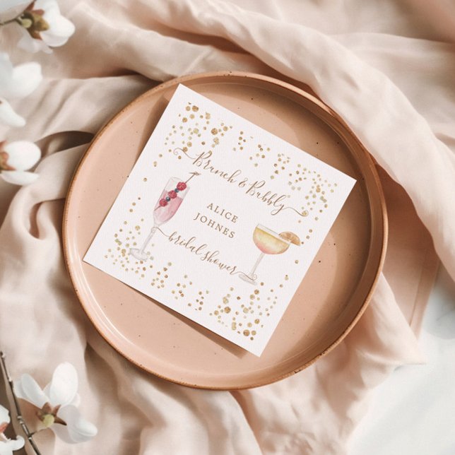 Bubbly Cocktails Gold Glitzer Bridal Brunch Serviette (Von Creator hochgeladen)