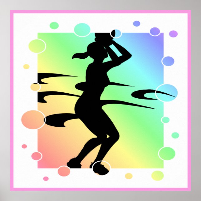 Bubbly Lady Basketball Player Silhouette Poster (Vorne)