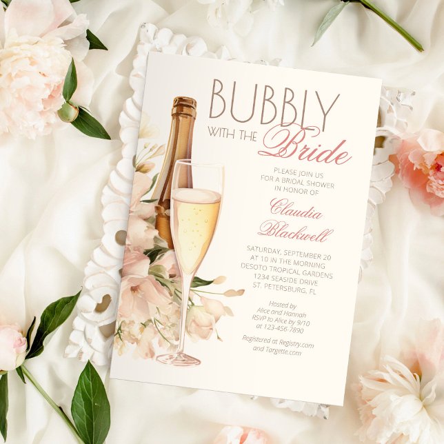 Bubbly mit Bride Champagne Brautparty Einladung (Von Creator hochgeladen)