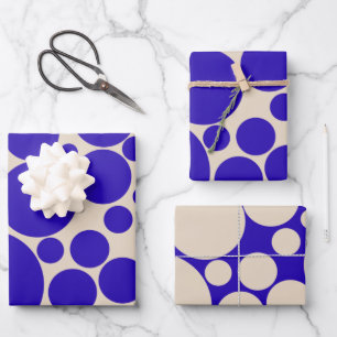 Bubbly Mod Dots Cobalt Blue Muster Geschenkpapier Set
