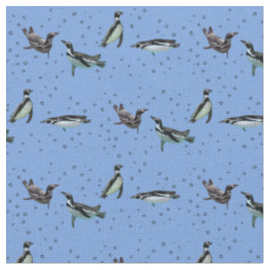 Bubbly Pinguins Fabric (Light Blue) Stoff
