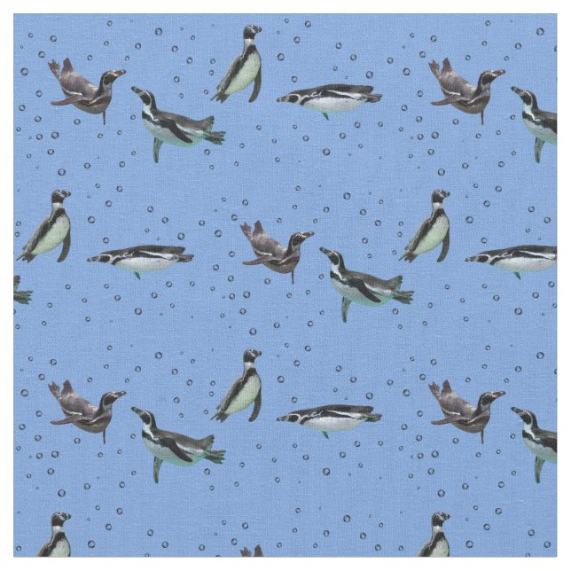 Bubbly Pinguins Fabric (Light Blue) Stoff (Nahaufnahme)